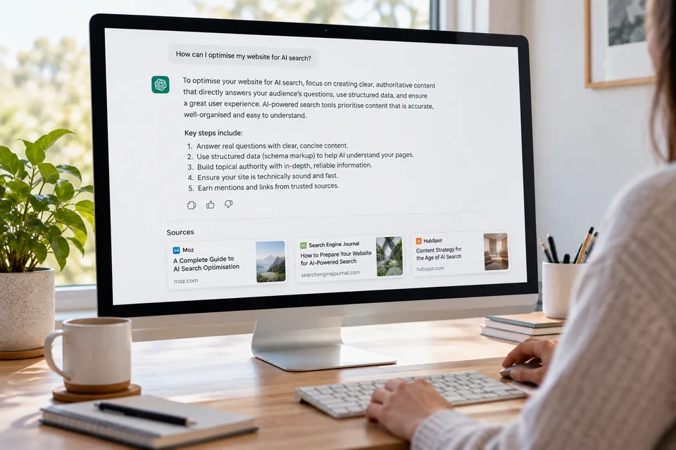 Illustrative AI search answer with cited website sources