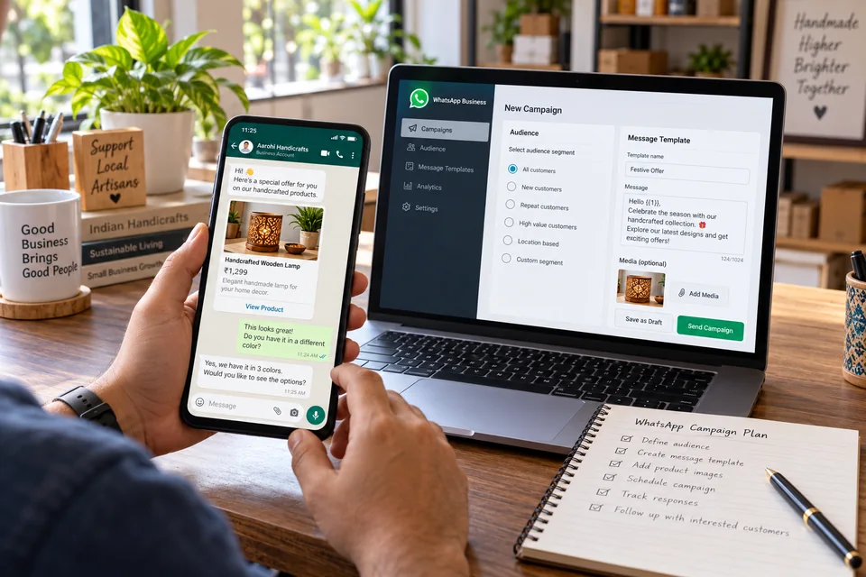 Illustrative WhatsApp Business messaging workspace